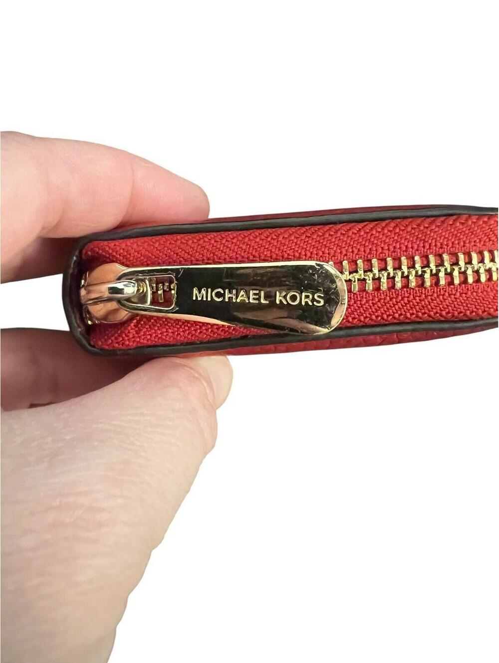 Michael Kors Red Leather Zip Around Wallet - Picture 5 of 9